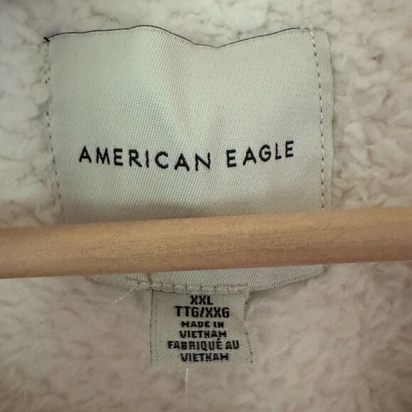 NWT American Eagle Sherpa Fleece Cinch Waist Hoodie Cream White Size XXL - Picture 4 of 7